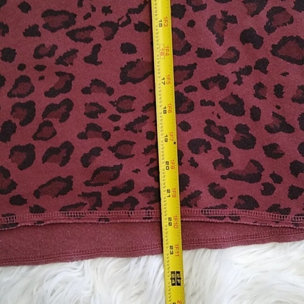 Sundry Leopard Drapey Sweatshirt Maroon - Picture 14 of 15